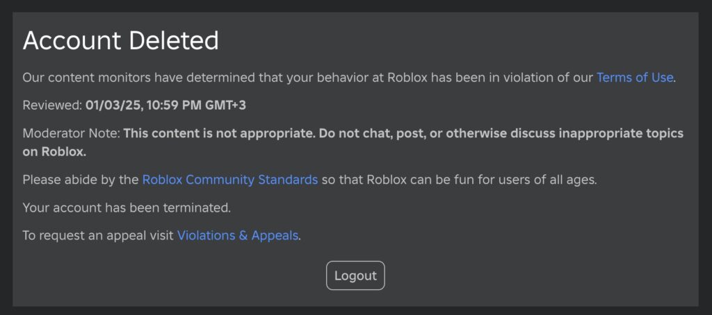 Banned Roblox