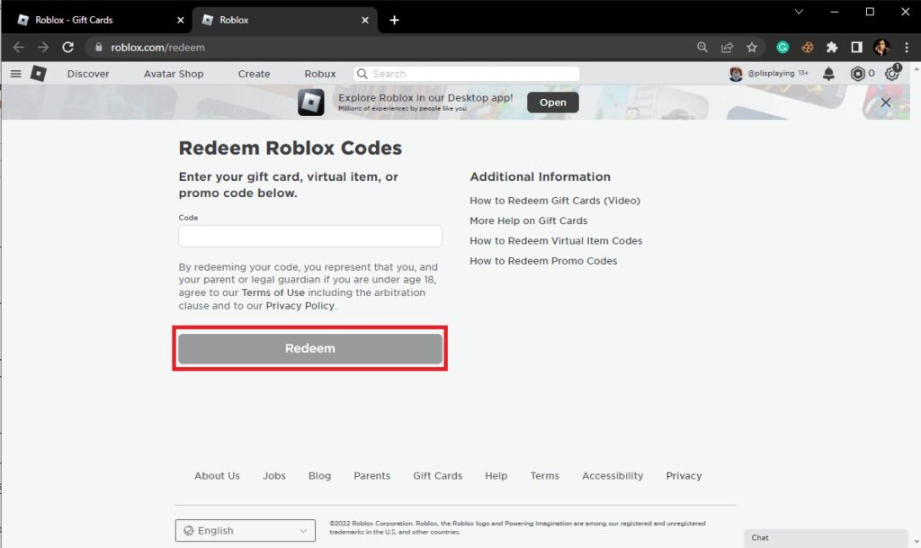Redeem Kode Giftcard Roblox