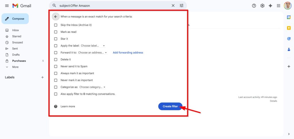 Choose What Gmail Should Do
