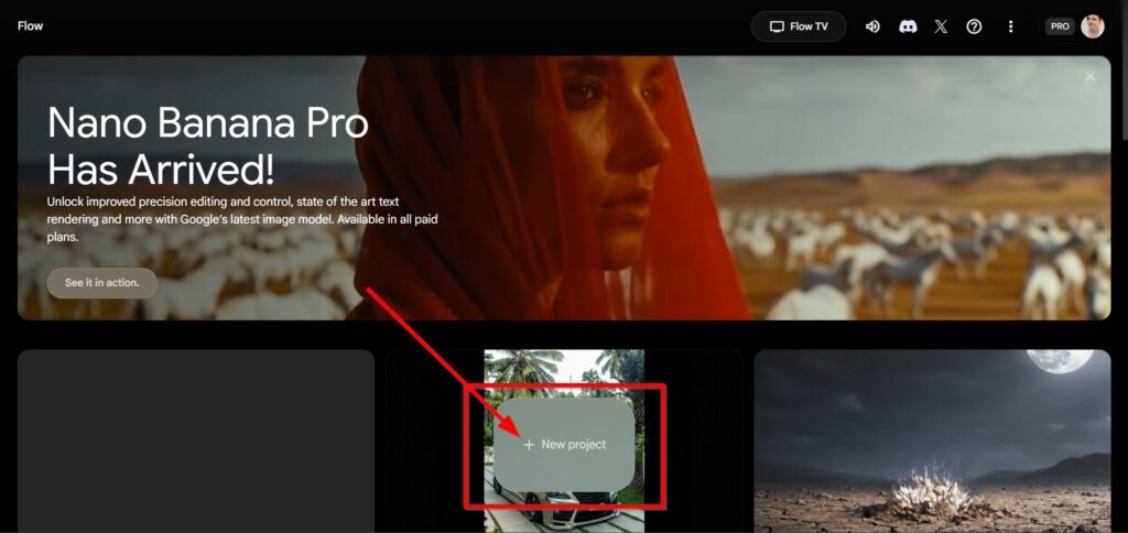 Click “+ New Project”