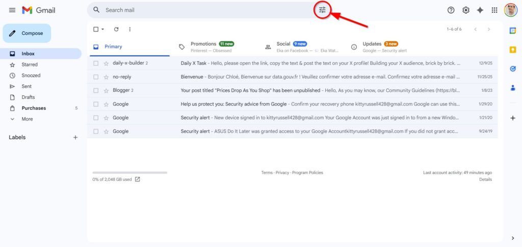 Click the Filter Icon