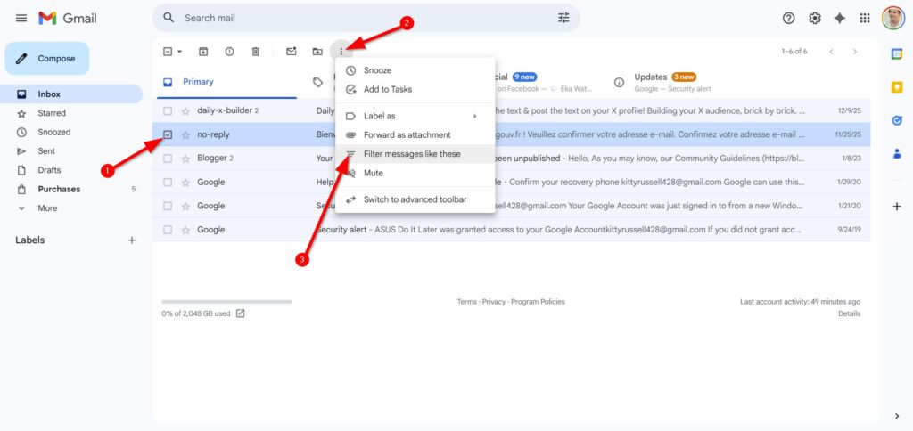 Create a Filter From an Existing Email