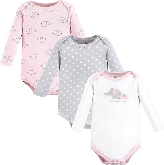 Hudson Baby Baby Girls Cotton Long Sleeve Bodysuits 3 Pack