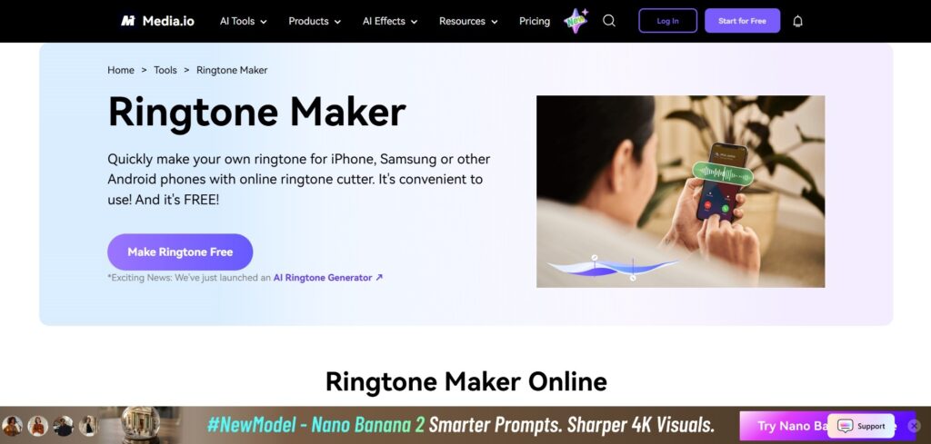 Menggunakan Media.io Online Ringtone Maker